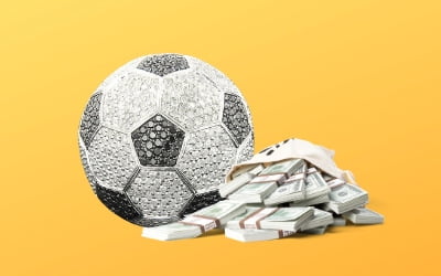 A diamond football ball and money